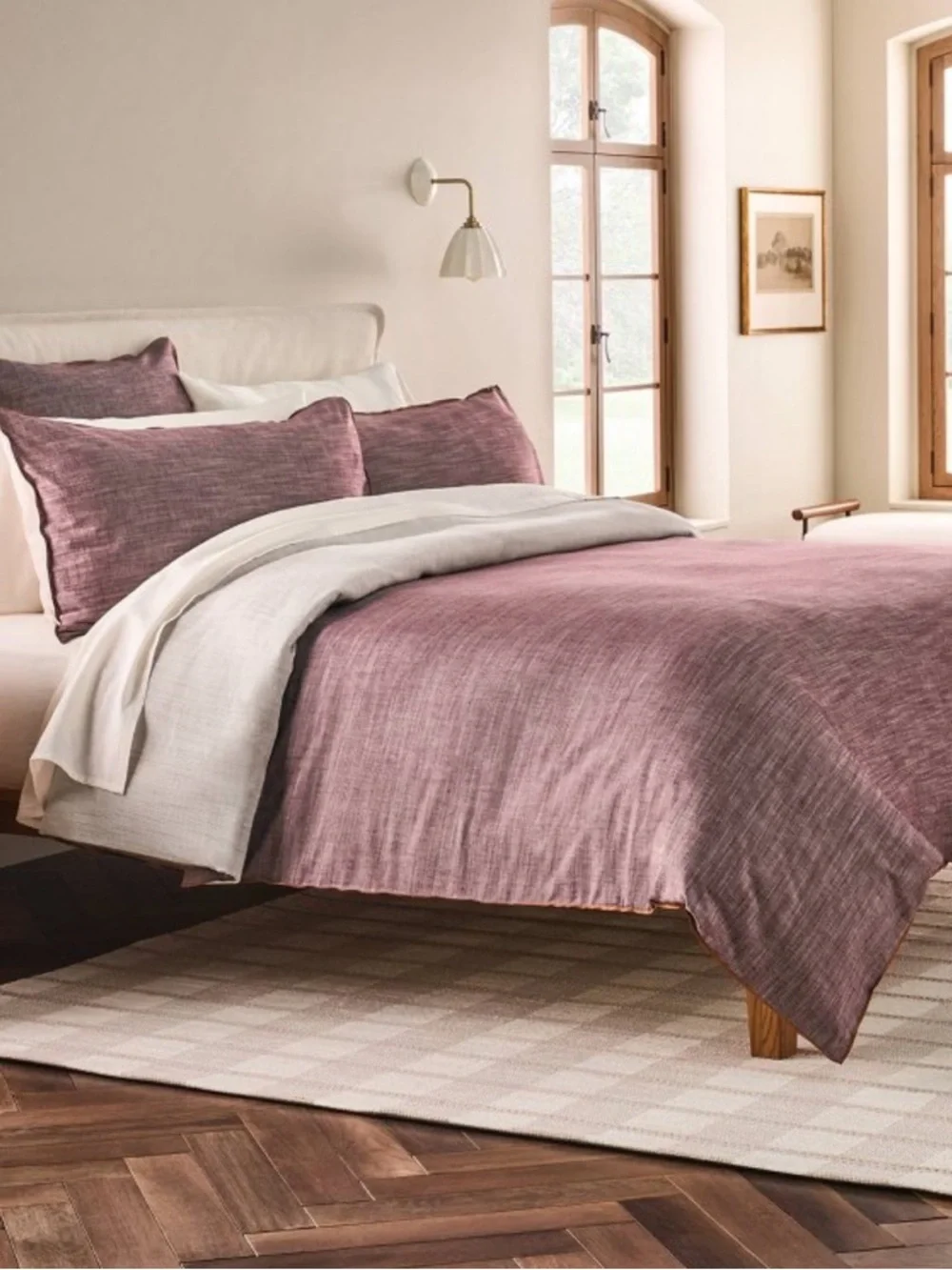 HEARTH & HAND NWT 3pc King Reversible Duvet Cover Set -Burgundy